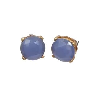 Grey Lavender Stud Earrings – Faceted 0.6" Round Crystal with Goldtone Setting